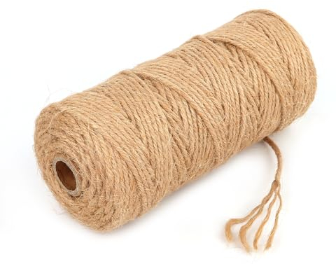 Cuerda de Yute Cordel,3mm *100m Cuerda de Yute Natural,Cuerda Yute para Decoración,Manualidades Bricolaje,Jardinería,Embalaje,Cuerda Rascador para Gatos