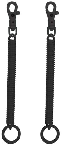 PATIKIL Retractable Coil Springs Keychain, 2 Pack Anti-lost Key Chain Holder Lanyard Cord with Metal Lobster Clasp Keyring for Keys Wallet, Black