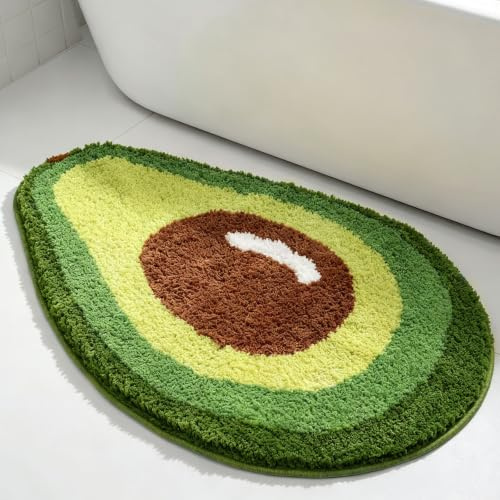 Lkw Ogechi Mikrofaser Badematte 80x50 cm rutschfest, Extra Weiche Badezimmerteppich für Badezimmerboden, Super Saugfähig und Schnell Trocknend Badematte Badteppich, Maschinenwaschbar (Avocado)