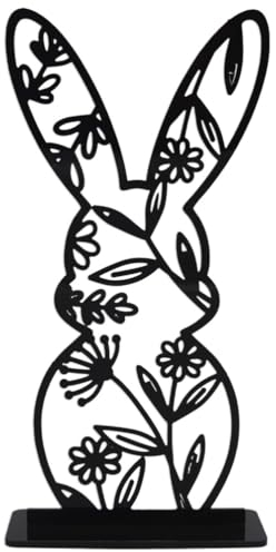 Kichvoe -Tischdekoration Osterhasen-Schild Acryl-Hasen- Rustikales Bauernhaus-Kaninchen Abgestuftes Tablett- Frühlingsschild Für Zuhause Party-Dekoration Schwarz