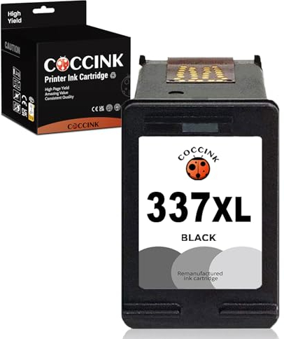 COCCINK 337XL Wiederaufbereitete Tintenpatrone Ersatz für HP 61 XL für DeskJet Series 5940 5940xi 6943 OfficeJet Series 6300 6310v PhotoSmart Series 2570 2573 2575 Drucker, Hohe Kapazität (1 Schwarz)