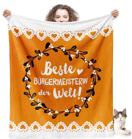 Facepot Bürgermeisterin-Geschenk Kuscheldecke (130x150cm) - Tolle Idee für Stadtchefinnen zum Amtsantritt, Jubiläum oder Erfolgsfeier - Beste Bürgermeisterin der Welt