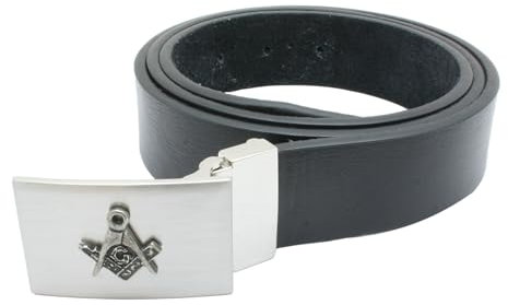 Gamekeepers Cottage gifts Freimaurer-Ledergürtel und Schnalle für Herren, mit Aussparungen, 230, Schwarz, Schwarz , Einheitsgröße