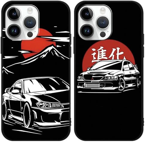 Yomyejisoo 2 Stück Handyhülle für iPhone 13 Pro Hülle 6.1, Cool Classic JDM Legends Japan Auto Cool Design Jungs mit Motiv, Weich TPU Stoßfest Kratzfeste Silikon Matt Bumper Case Cover,03
