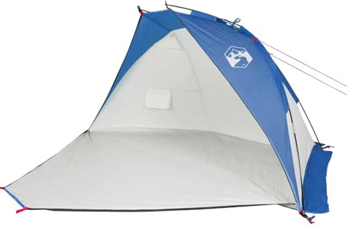 vidaXL Strandzelt, Strandmuschel Wasserfest Reißfest, Sonnenzelt Strand mit Sandbeutel-Design, Sonnenmuschel Campingzelt Tragbar, Azurblau 185T TAFT