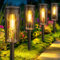 RECHOO Solarlampen für Außen Garten, 4 Stück Superhelle Solarleuchten Garten mit Warmweiß Wolfram Licht, IP65 Wasserdicht Solar Gartenleuchten für Garten Deko Terrasse Weg Balkon