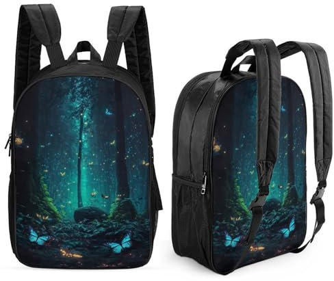 aaaaab 3D-gedruckte 17-Zoll-Kinderrucksäcke, Lumi-Schmetterlinge, doppelseitiges Muster, Kinderschultasche, Reiserucksäcke, modische Büchertaschen, Rucksack mit großer Kapazität