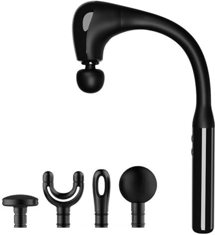 Massage Gun with U-Shaped Extension Handle, Portable Electric Massager with 5 Levels and 4 Replacement Heads, Deep Tissue Body Massager, Home Massage Gun for Full Body Muscle Massage and Relaxation