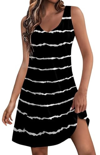 Générique Robe Plage Femme Robe Blanche Femme Robe Courte Robe Pastel Robe Elegante Femme Robe Grossesse Mariage Robe Cocktail pour Femme Robe D'Été Robe Femme Ronde Robe Longue Bohème Noir S