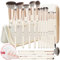 HEYMKGO Pinceles de maquillaje pinceles de maquillaje de cerdas Berde mango para base de maquillaje líquido, juego profesional de 22 unidades + 4 burbujas de esponja + esponja de limpieza + bolsa de