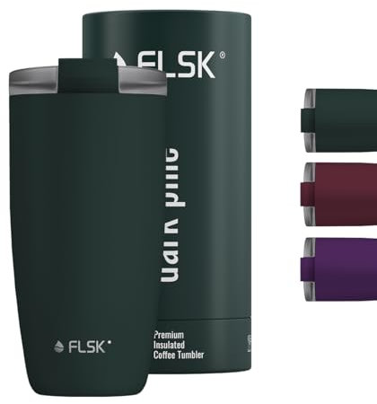 FLSK Tumbler – Premium coffee to go-Becher aus Edelstahl – 100 % auslaufsicher, BPA-frei & doppelwandig – hält 3 h heiß (dark pine, 500 ml)