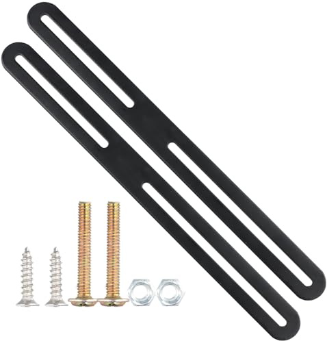 Perforerat platt fäste, 2 paket med ihåliga metallplattor, 280 mm justerbara plattanslutningar, platta anslutningsplattor för reparation av möbler och trä DIY, svart