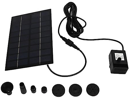 9 V 1,8 W Solar-Wasserpumpe, Pumpe, 4 Düsen-Set, 9 V 1,8 W, Einfache Montage, Verstopfungshemmende Springbrunnenpumpen, Filternetz, Hohe Stabilität, Leistung für Vogelbäder,