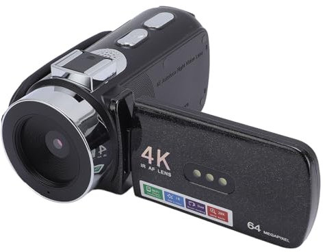 Cámara de Vídeo 4K, Videocámara HD Wi Fi de 64 MP con Zoom Digital de 28X, Grabadora de Vídeo con Pantalla de Rotación de 3 Pulgadas con Luz LED de Visión Nocturna, Cámara