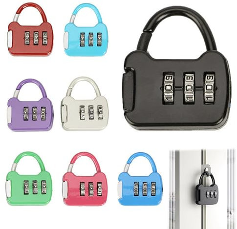 KASESSS 8 Stück Zahlenschloss Vorhängeschloss, 3 Stellig Schloss mit Zahlencode, Vorhängeschloss mit Zahlencode, Zahlenschloss Klein, Kofferschloss Zahlenschloss für Schule Schrank Schuppen Haspel Tor