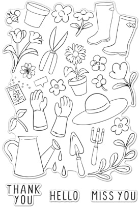 Hero Arts Transparentes Stempel-Set für Gartenwerkzeuge und Blumen aus der The Garden Kollektion