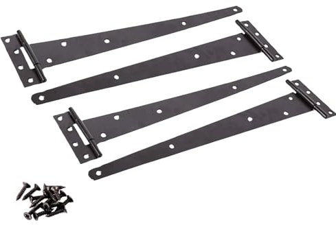 Garden Mile 4 Pack 18 Inch / 450mm Black Garden Gate Hinges for Wooden Gates Heavy Duty Powder Coated for Weather Protection T Hinges with Screws for Shed Garage Barn Doors Gate Hinge