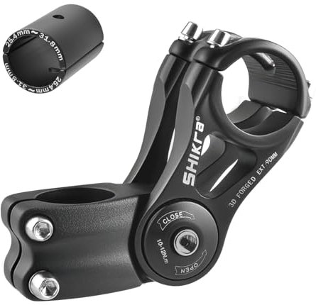 TRIWONDER Verstellbarer Lenkervorbau ±85° Aluminium 25,4/31,8 mm - 90/110/145 mm Fahrradlenker Vorbau für MTB, Rennrad, BMX (Für 25,4 mm Lenker (31,8 mm Vorbau + 25,4 mm Shim), 25.4 x 90mm)
