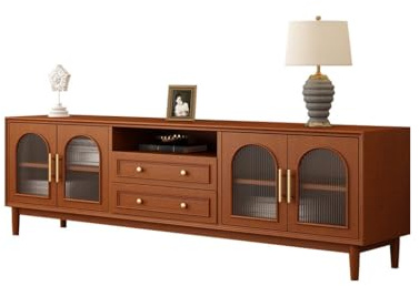 LAPADULA TV-Schrank 180x40x58cm Retro Veranda Aufbewahrungstisch, Kirsche Massivholz Wohnzimmer Home Aufbewahrungsmöbel, Bodenaufbewahrungsschrank Unterhaltungszentrum