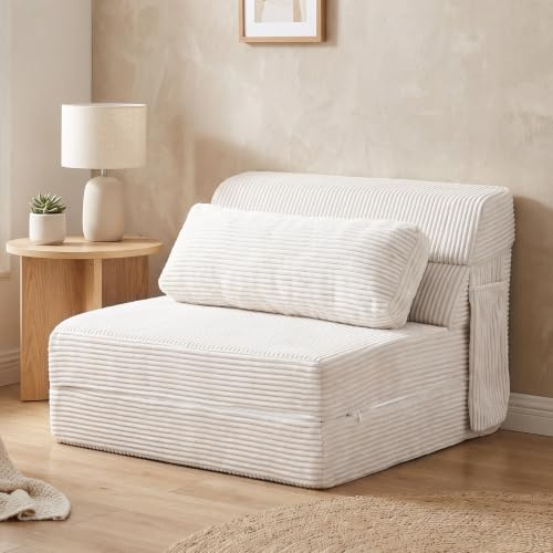 YOTATING Klappsofa, wandelbarer Stuhl, bequeme Boden-Couch Loungesofa für Erwachsene, tragbarer ausklappbarer Stuhl für Wohnzimmer, Beige