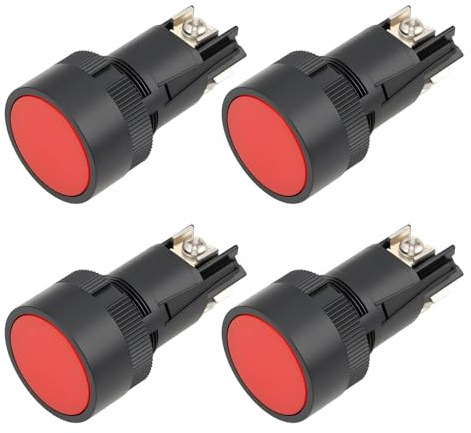 LT Easiyl 4 Pulsadores Rojos de 22 Mm Y 3 Pines NC XB2-EA142 36 V/10 A con Reinicio Momentáneo Aptos para Equipos Eléctricos Industriales