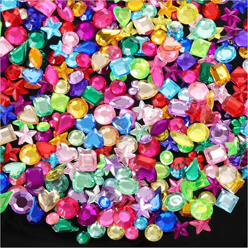Acryl Strassstein Set 1200 Stück Bunt Schmucksteine Flache Rückseite Kristalle Strasssteine Edelsteine zum Basteln für Bastelarbeiten DIY Party Events