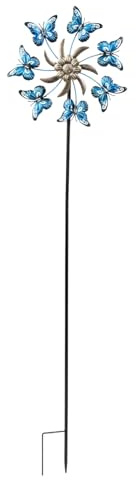 Windrad Metall Schmetterlinge einfach Gartenstecker 118cm Garten Terrasse Dekoration Kunstobjekt Deko