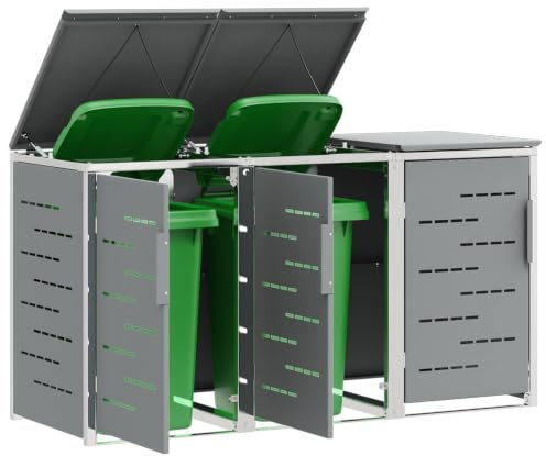vidaXL Mülltonnenbox Edelstahl Grau