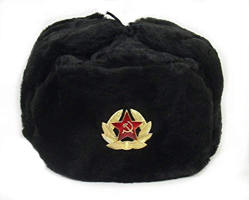 SIBERHAT Russische sowjetische Armee Schwarz KGB Fell Militär Kosak Ushanka Hut Größe M