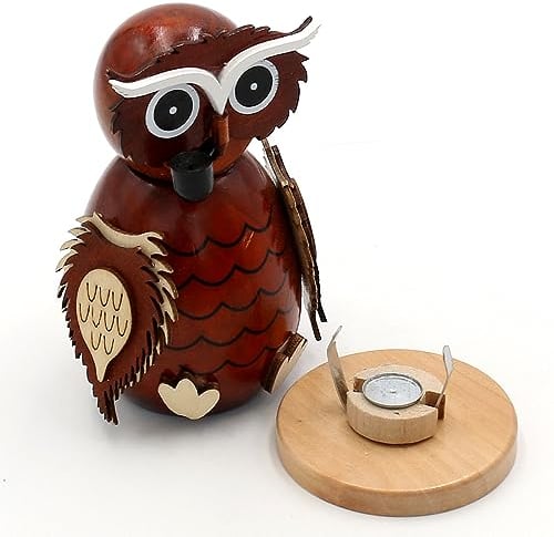 Dekohelden24 Holz-Räucherfigur Eule, braun, ca. 11,5 cm