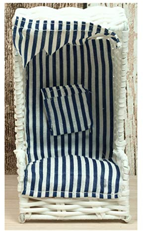 Küstenambiente Mini Strandkorb aus Kunststoffgeflecht weiß ca. 17,5 x 9 x 9cm Maritime Deko