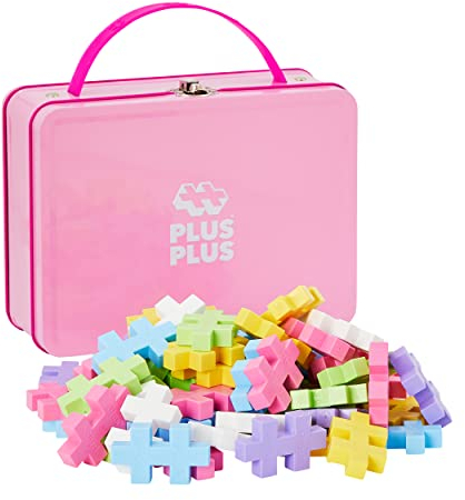 Plus-Plus Geniales Konstruktionsspielzeug, Big Box Pastel, Bausteine-Set in praktischer Metallbox mit Henkel, 70 Teile