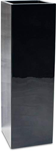 Fleur Ami – Bandeja de fibra de vidrio gelcoat 40 x 40 x 120 cm Ext. Cuadrado Top Negro Brillante - Elige Tu Altura: H 120 cm - Color: Negro