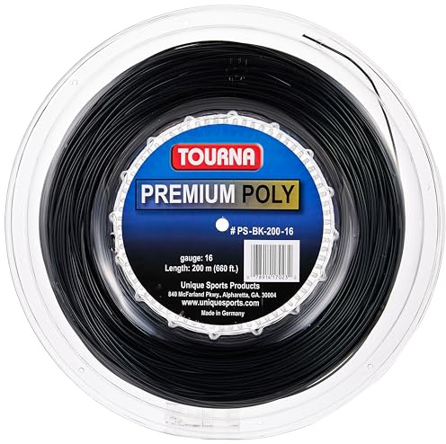 Tourna Bobina da 16 g, Corda da Tennis Unisex, Nero