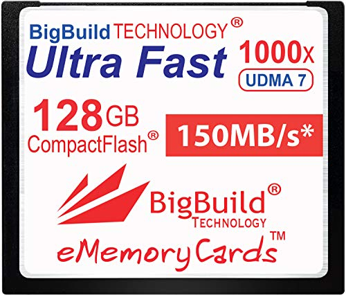eMemoryCards 128GB Ultra Fast 150MB/s CompactFlash Speicherkarte kompatibel mit Canon 10D/20D/30D/40D/50D/1D/1Ds/5Ds/7D Mark I/II/III/IV, Nikon D, Olympus E, Sony Alpha, Leica S Kameras
