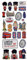 Londoner Charaktere Ikonen-Aufkleber-Set - Königin Elizabeth II., Corgi-Hund, britischer Bobby, Beefeater, königliche Garde, Union Jack, Big Ben, Buckingham, Gurke, Turmbrücke, Auge, Bus, Telefonzelle