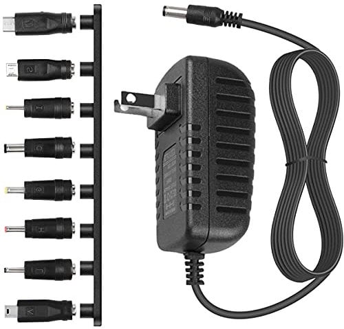 DC 5V 2A 2000mA Power Supply Cord Charger Multi Tips 10W AC Adapter with 8 Selectable Multiple Switching Connectors for TV Box LED Lights Strip Tablets Webcam Camera Speaker Router Transformer ect