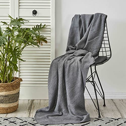 KARACA Home Hellgrau Doppelte Samenstıchwıckeldecke 130x170 cm Öko-Tex Weich, Leıcht, Hält Warm, Komfortabel, Cable Knit Throw, Natürlıche Fäden, Gemütlıch, Ästhetısch, Stılvoll, In Der Türkeı