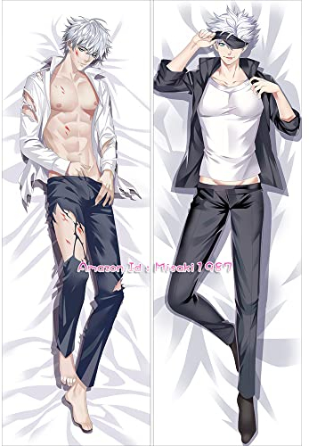 Gojo Satoru Anime Dakimakura Umarmender Kissenbezug, 150 x 50 cm, Pfirsichhaut