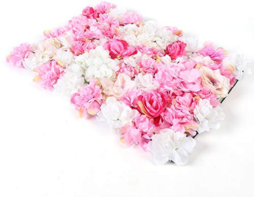 RainWeel Lot de 8 Panneaux Muraux de Fleurs Artificielles Roses, Faits à la Main, Panneau Floral Romantique en Soie pour Mariage, Fête, Décoration de la Maison et du Jardin (Rose)