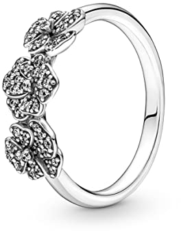 PANDORA Moments Drei Stiefmütterchen Ring in der Farbe Silber aus Sterling-Silber in der Größe 50, 190786C01-50