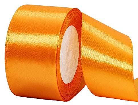22m Satinband Geschenkband Orange 50mm Breit,Auto Seidenband Orange Dick Schleifenband Satin Dekoband Geschenkverpackung Deko Band Stoffband für Halloween Weihnachten Hochzeit Taufe Geburtstag DIY