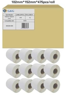 G&G Etiketten kompatibel mit Zebra 800284-605 (12x Rollen a 475 Etiketten) Gesamt Etiketten: 5700 / 102x152mm