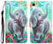 For iPhone XR Case Shockproof Cute Pattern with Credit Card Holder Stand Women Kids Leather Flip Folio Wallet Protective Phone Cover Compatible with iPhone XR - Elephant