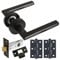 HANDLESTORE Straight Lever on Rose Door Handle - Matt Black Door Handles - Latch, Lock or Bathroom (Latch Pack) (Z747)