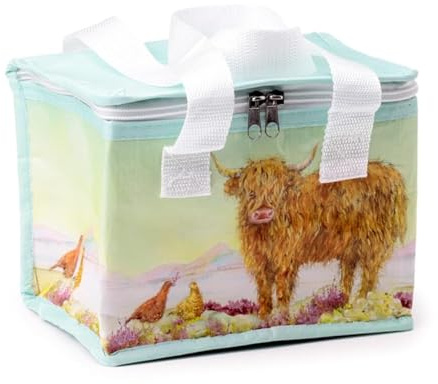 Puckator Cool Lunch Bag Jan Pashley Highland Coo Cow Design Made Out of Recycled Plastic Bottles -Insulated Lunch Bag for Women Men Children - Lunch Box Bag for Work & School Beach Picnic Accessories