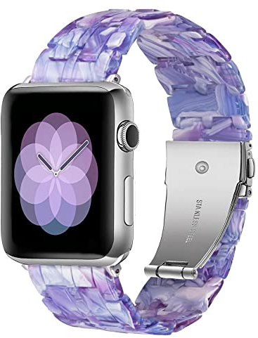 VeveXiao Compatibile con cinturino Apple Watch da 38mm 40mm 41mm cinturino in resina leggera sottile con fibbia in acciaio inossidabile per iWatch serie SE 8 7 Ultra 6 5 4 3 2 1, Viola lavanda
