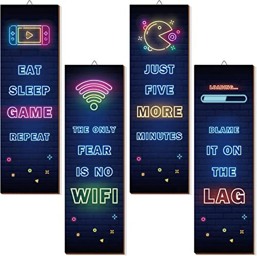 HPNIUB Neon Light Gaming Wood Sign,Gamer Room Wall Art,Game Room Sign,Gaming Wood Sign for Boys Bedroom,Playstation Hanging Decor,Gamer Gifts for Teenage,Xbox Wall decor for Nursery Kids Room, Blue B