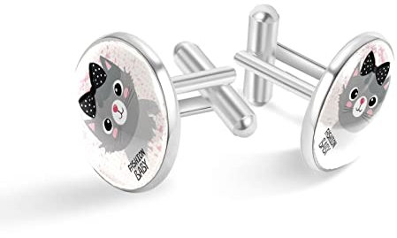 Manschettenknöpfe für Herren,Hemdmanschettenknöpfe,süße lustige Katze,Manschettenknöpfe für Herren,Edelstahl-Manschettenknöpfe Hochzeit