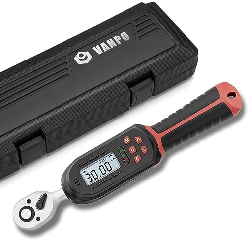 VANPO Clé Dynamométrique Numérique 1/4, 1.5-30Nm Pour Vélo & Moto, Petite Avec ± 2% de Précision D'erreur, Mémoire Préréglée, Buzzer et Affichage LED